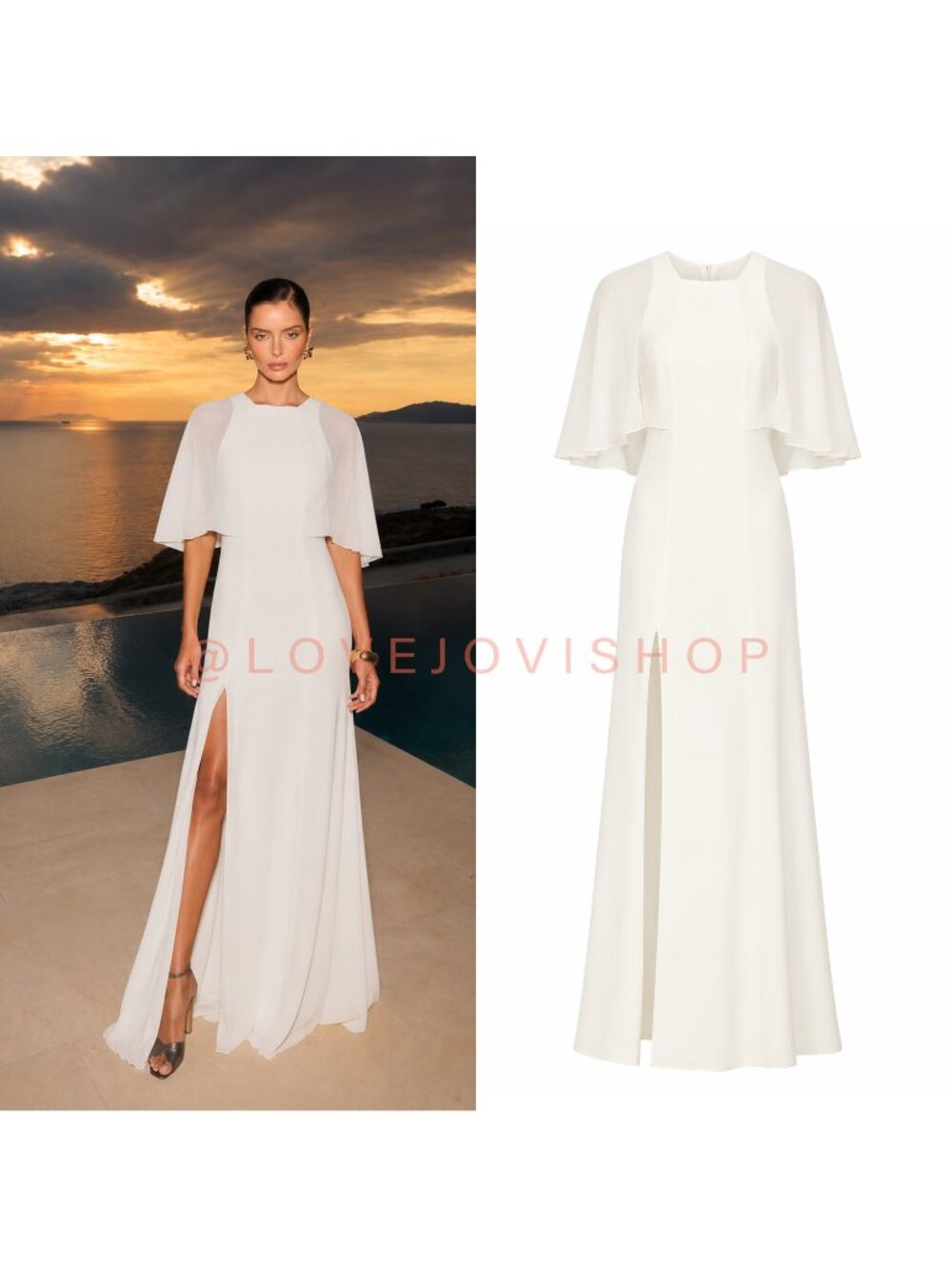 Dress | Halston Heritage NWT Cream Capelet Sheer Sleeve A Line Gown | Size 6 M